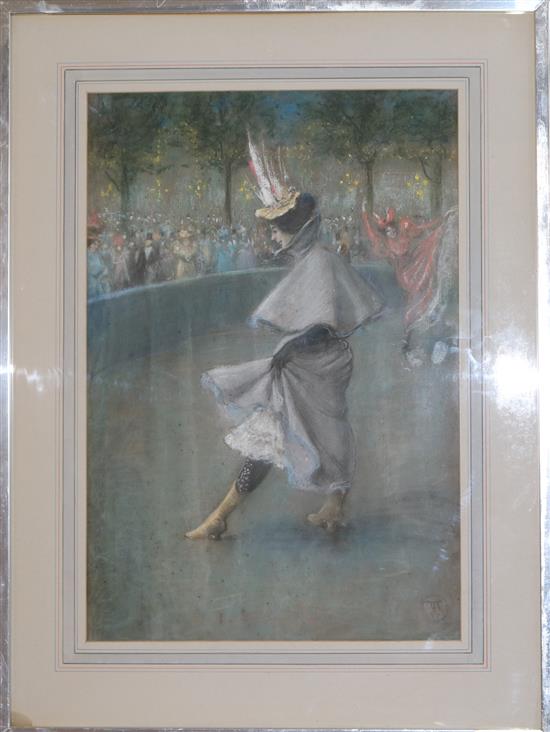 A*T* 1901 Dancers in a park 20.75 x 14.25in.